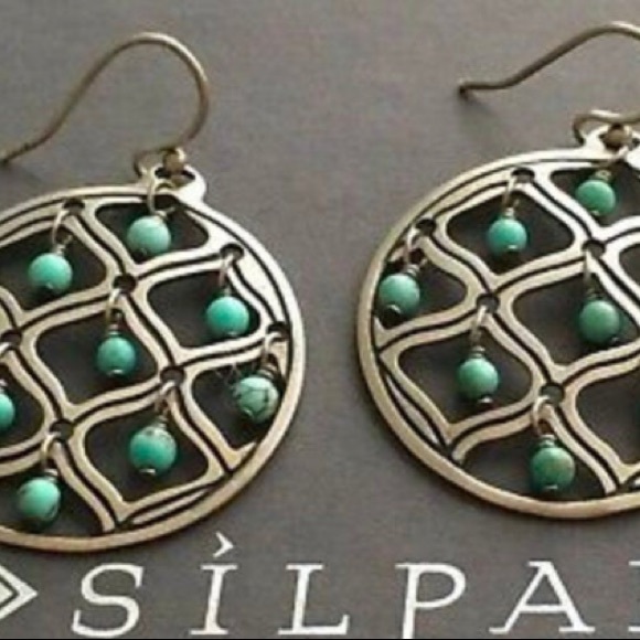 Silpada Sterling Silver Blue Green Howlite Earrings W1682 - Picture 6 of 10